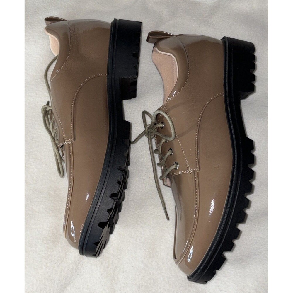 Journee Collection Zina Oxford Shoes Brown Patent Lace Up Women Size 11 Comfort - Picture 9 of 14